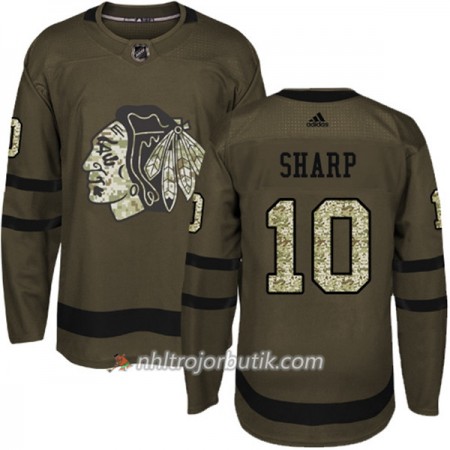 Män Ishockey Chicago Blackhawks Tröja Patrick Sharp 10 Adidas 2017-2018 Camo Grön Authentic